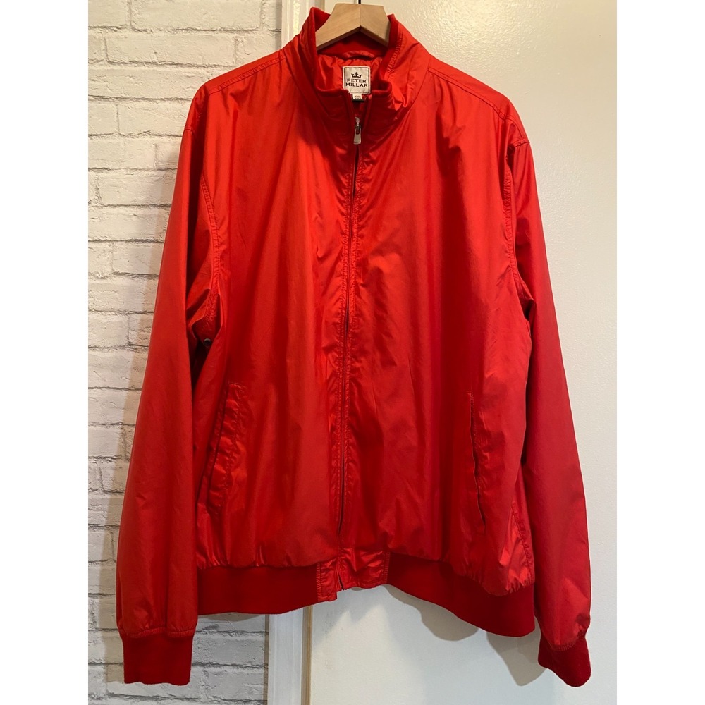 Peter Millar Jacket XXL Red Full Zip Lined Bomber Golf Wind quiet luxury light